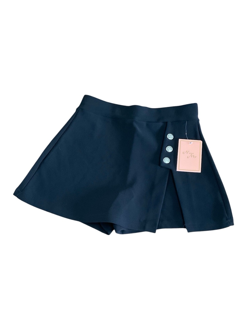New Mix Black Button Trim Wrap Asymmetrical Skort NWT Size S